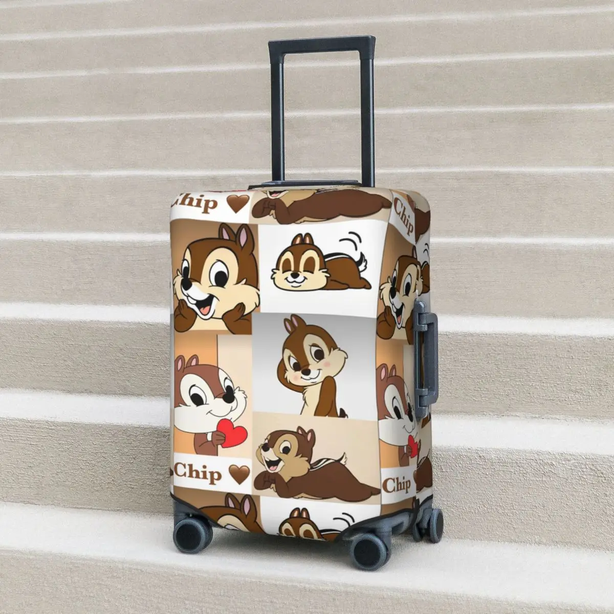 Kawaii Chip 'n' Dale Doodle Suitcase Cover Anime Cartoon Vacation Elastic Luggage Supplies Cruise Trip Protection