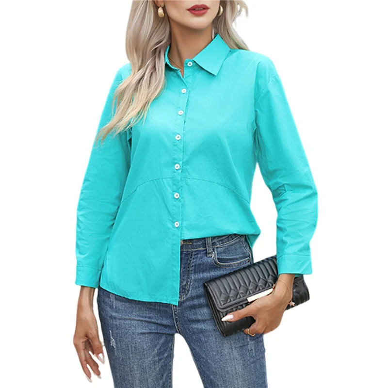 

ABP-Women's Button Down Shirts Long Sleeve Dress Shirts Wrinkle Free Collared Work Office Tops