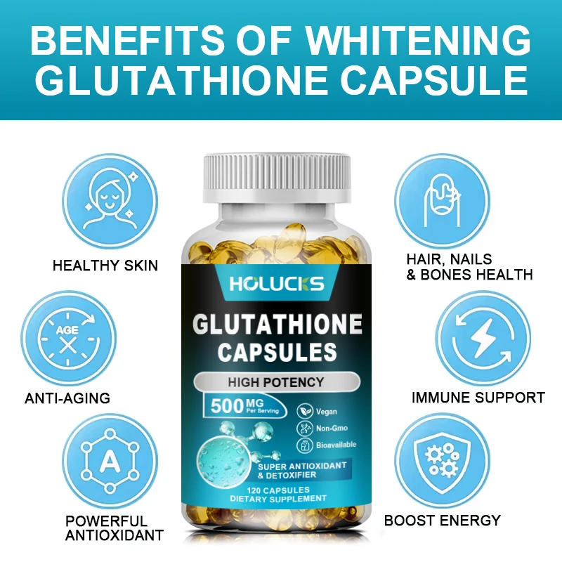 Glutathione Capsules | Highly Bioavailable Reduced Glutathione Supplement | Organic L-Glutathione Supplement for Antioxidant