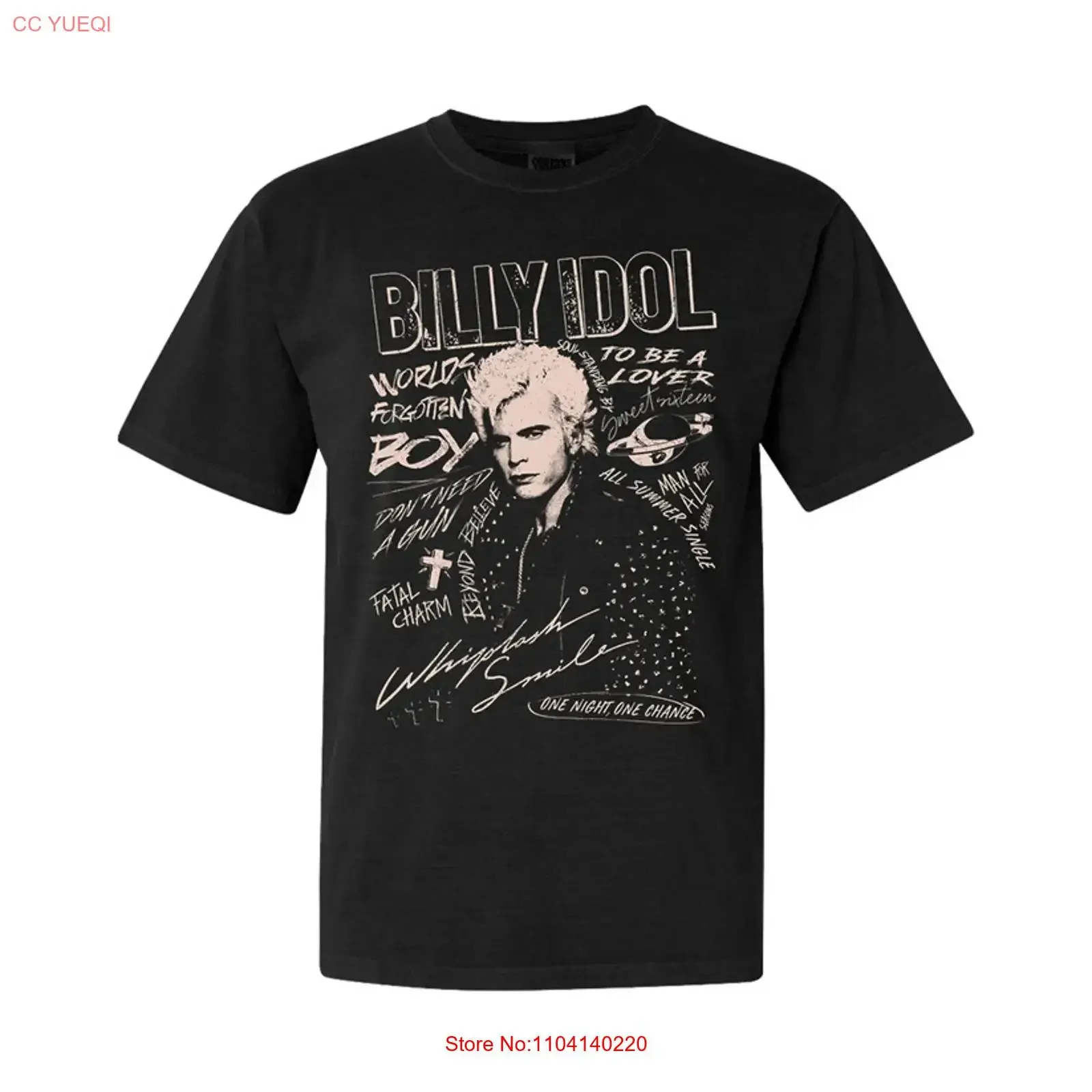 Billy Idol Whiplash Smile Punk T shirt Heavy Cotton All Size Reprint vintage Washed Top For Everyday Wear homme Soft graphic