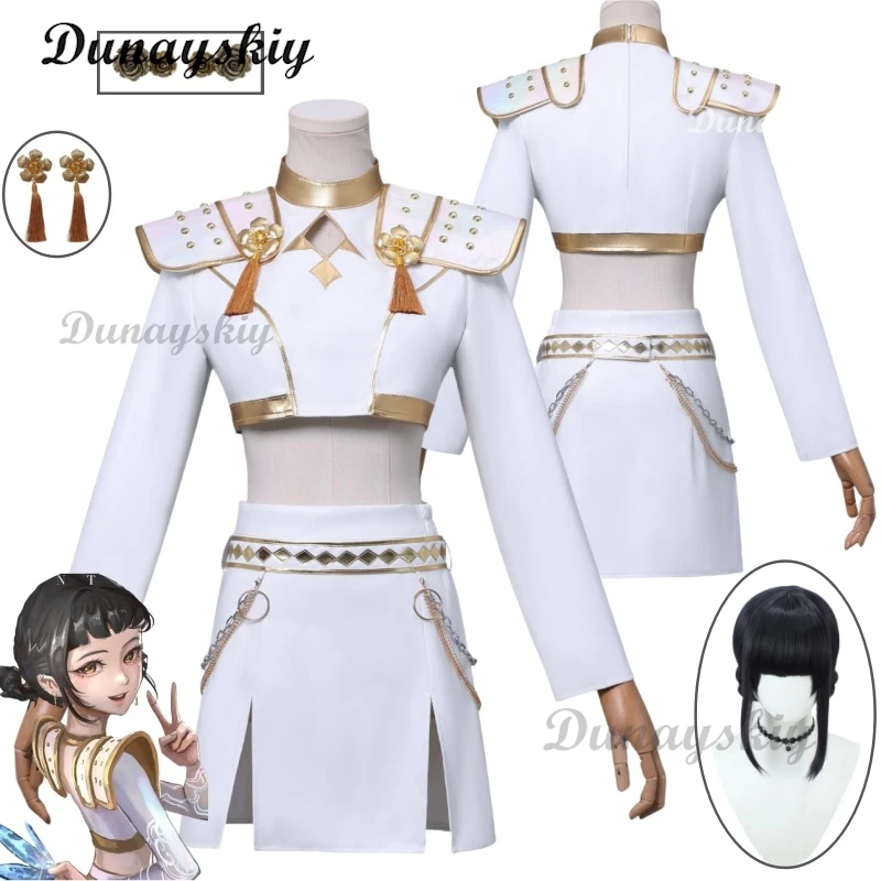 

Зои Косплей Kpop Охотник на демонов Костюм Парик Охотница Зои Белый костюм Корейская волна Суперзвезда Идол Набор для выступлений Хэллоуин Карнавал