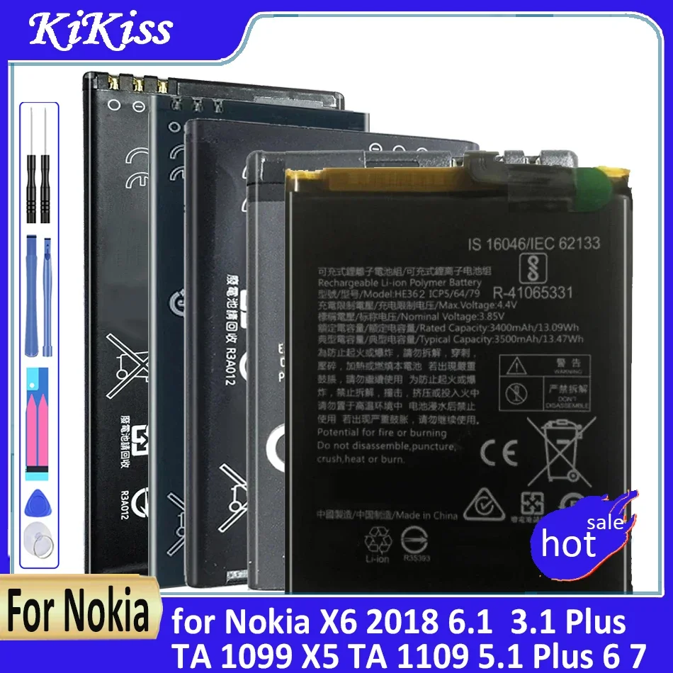 HE342 Battery for Nokia X6 2018 6.1  3.1 Plus TA 1099 X5 TA 1109 5.1 Plus 6 7 9 3.1 6.1 8.1 X71  X7 TA-1131 TA-1119