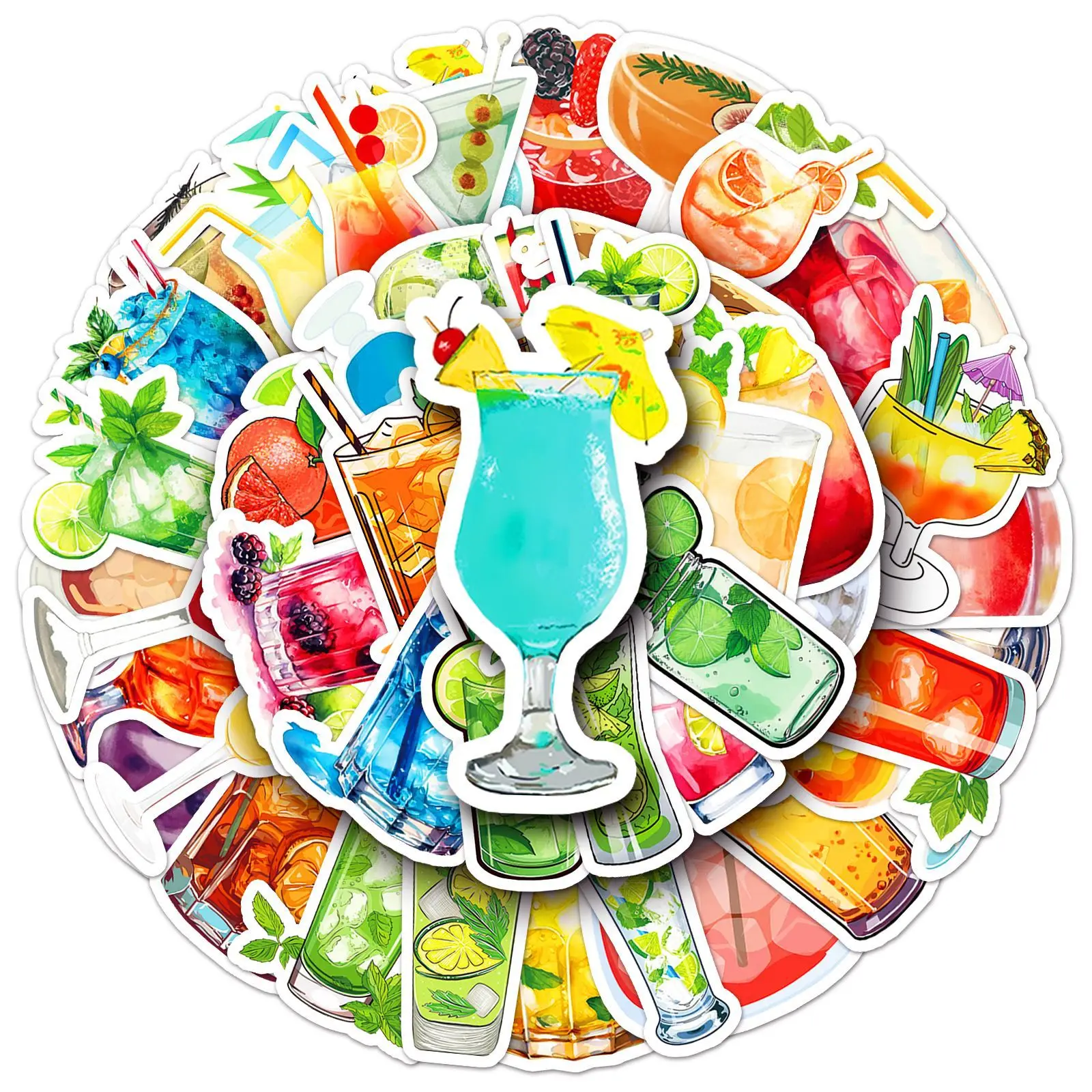 

10/50PCS Cocktail Graffiti Sticker Personality Creative Small Fresh Decorative Guitar Phone Case Water Cup Waterproof Sticker