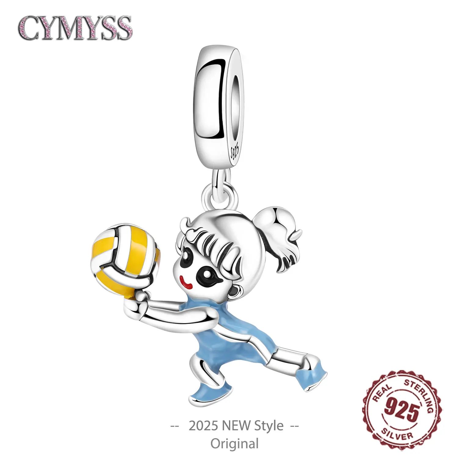 

Original 925 Sterling Silver Sports Playing Volleyball Girl Pendant for Women Boutique Ideal for Birthday Party Gift Jewellery