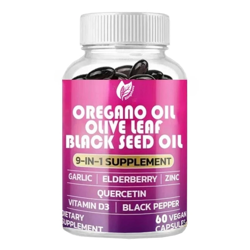 Oregonia, Garlic, Olive Leaves, Black Seeds, Immune Support and Digestive Health Supplements, 60 Capsules
