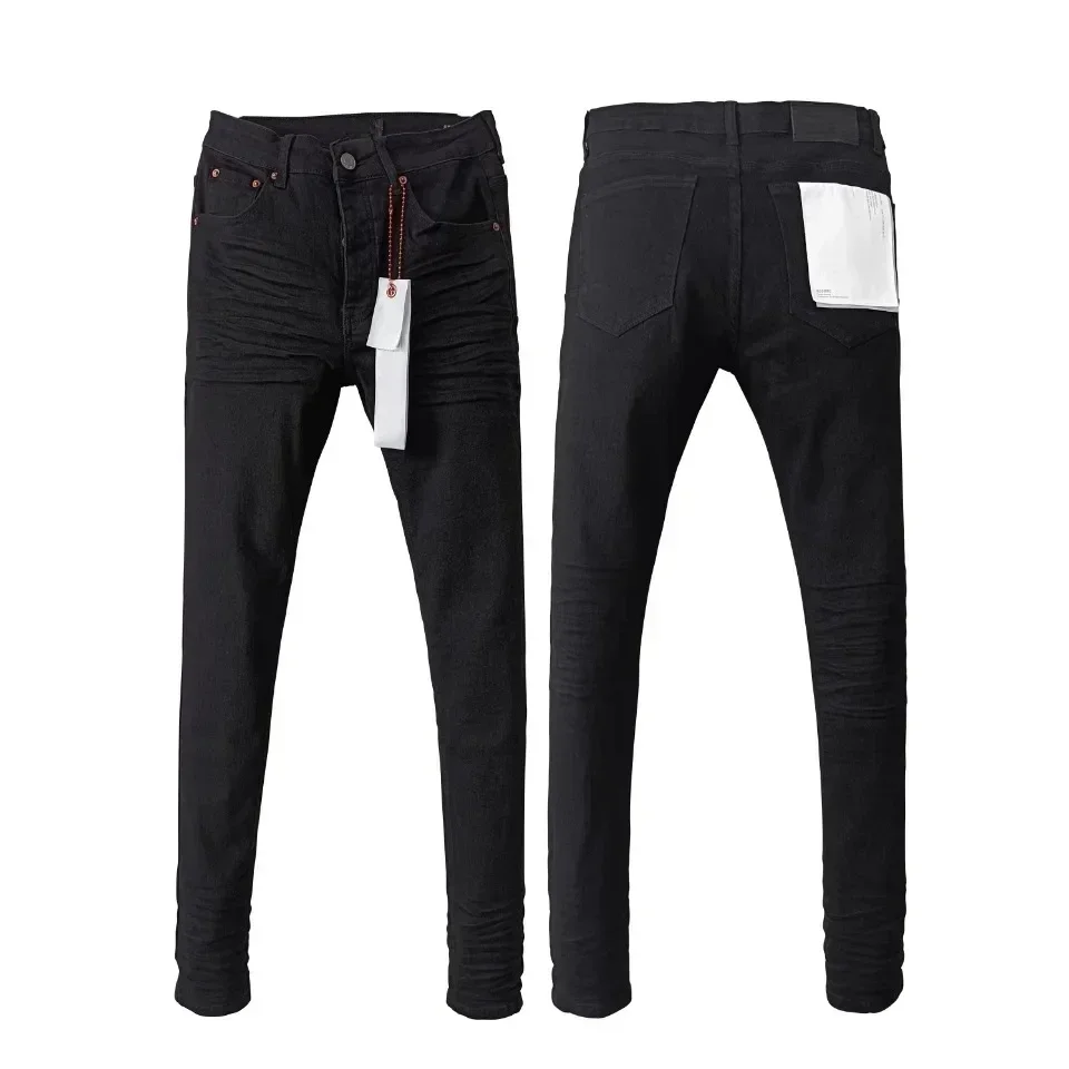 Top quality Purples Men 2024 Jeans hipster High street vintage slashed loose edge wind men's black straight brands jeans pants