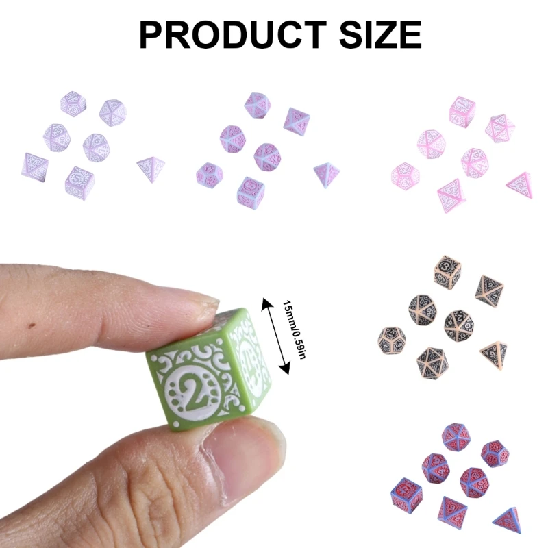 7Pcs Polyhedral Dices Multi-Sided Acrylic Dices Role Playing Table Game Dices Hollow Pattern Game Dices Easy to Use