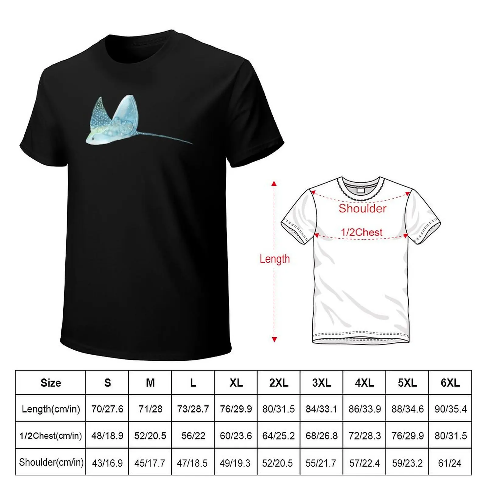 Manta Ray Watercolor T-Shirt Halloween Casual T-Shirt