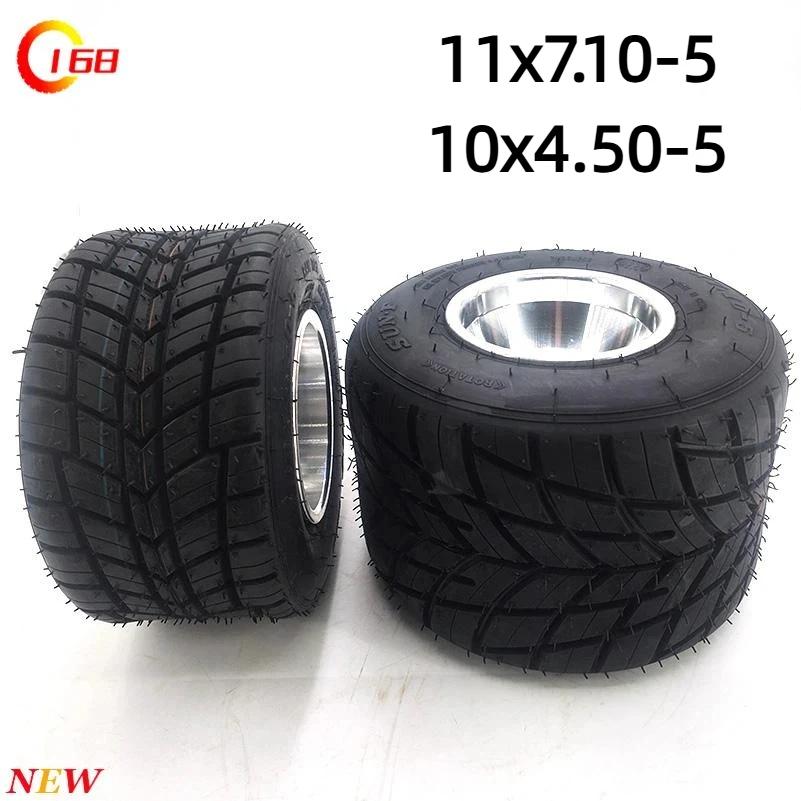 10x4.50-5 11x7.10-5 Inch Rain Tubeless Tires with Aluminum Wheels for Go Kart Front and Rear Wheel Drift Go Kart Accessories.