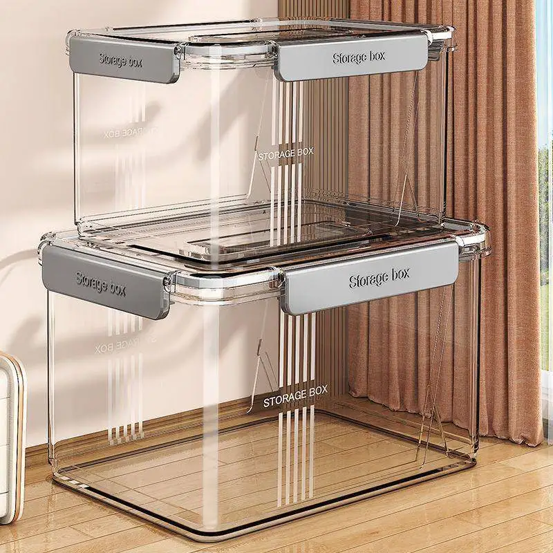 Acrylic Household Storage Box Transparent Sealed Rotation Capacity Organizer Box Toy Snack Acrylic Storage Box Simple Style O...