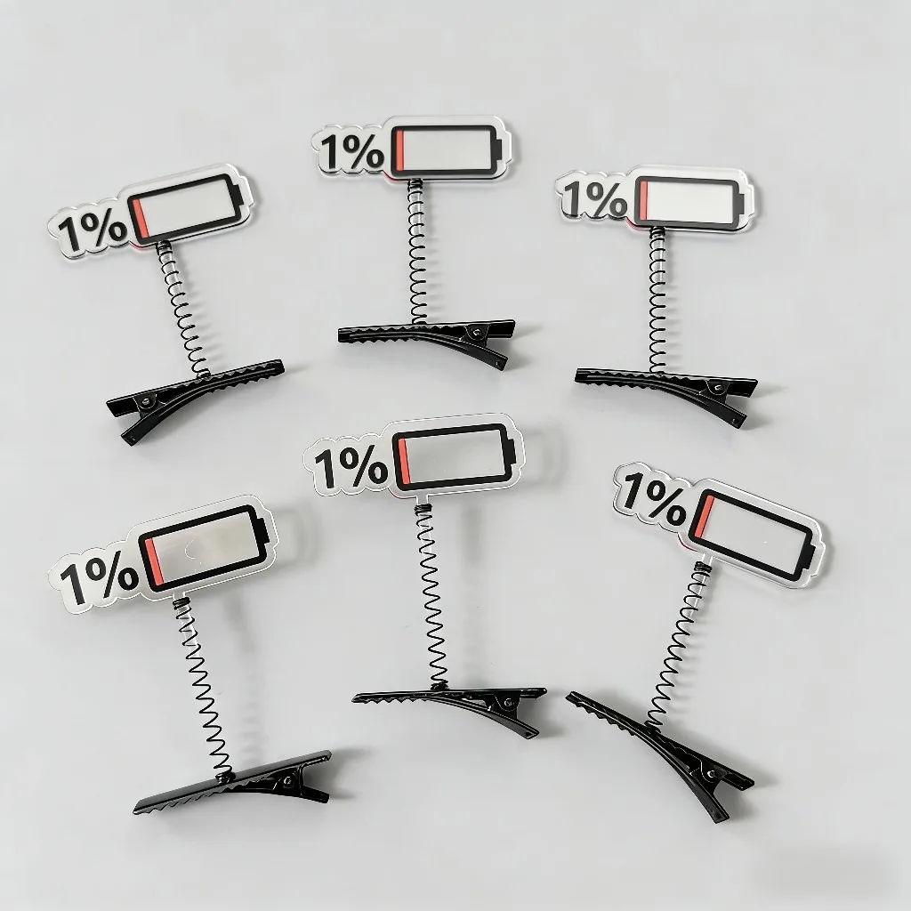Funny Novelty Battery Percentage Hairpin Spring Hair Clip Barrette Quirky Creative Decorative Hair Accessories for Women Girls