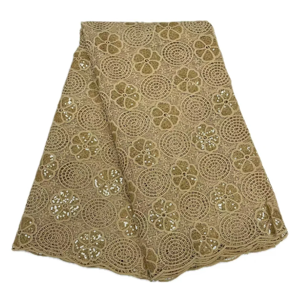 الأنسجة الحبل الدانتيل النسيج 2025 جودة عالية 5 ياردة النيجيري شبكة الدانتيل مع الترتر لخياطة فستان الزفاف الدانتيل للذوبان في الماء
