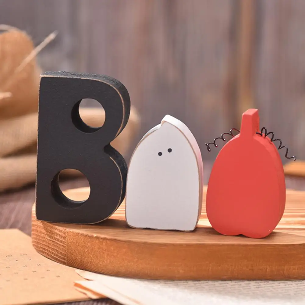 Halloween Tabletop Decor for Home 3 Pcs Halloween Table Decorations Cute Ghost Wooden Signs with Jute Rope Rustic for Tiered