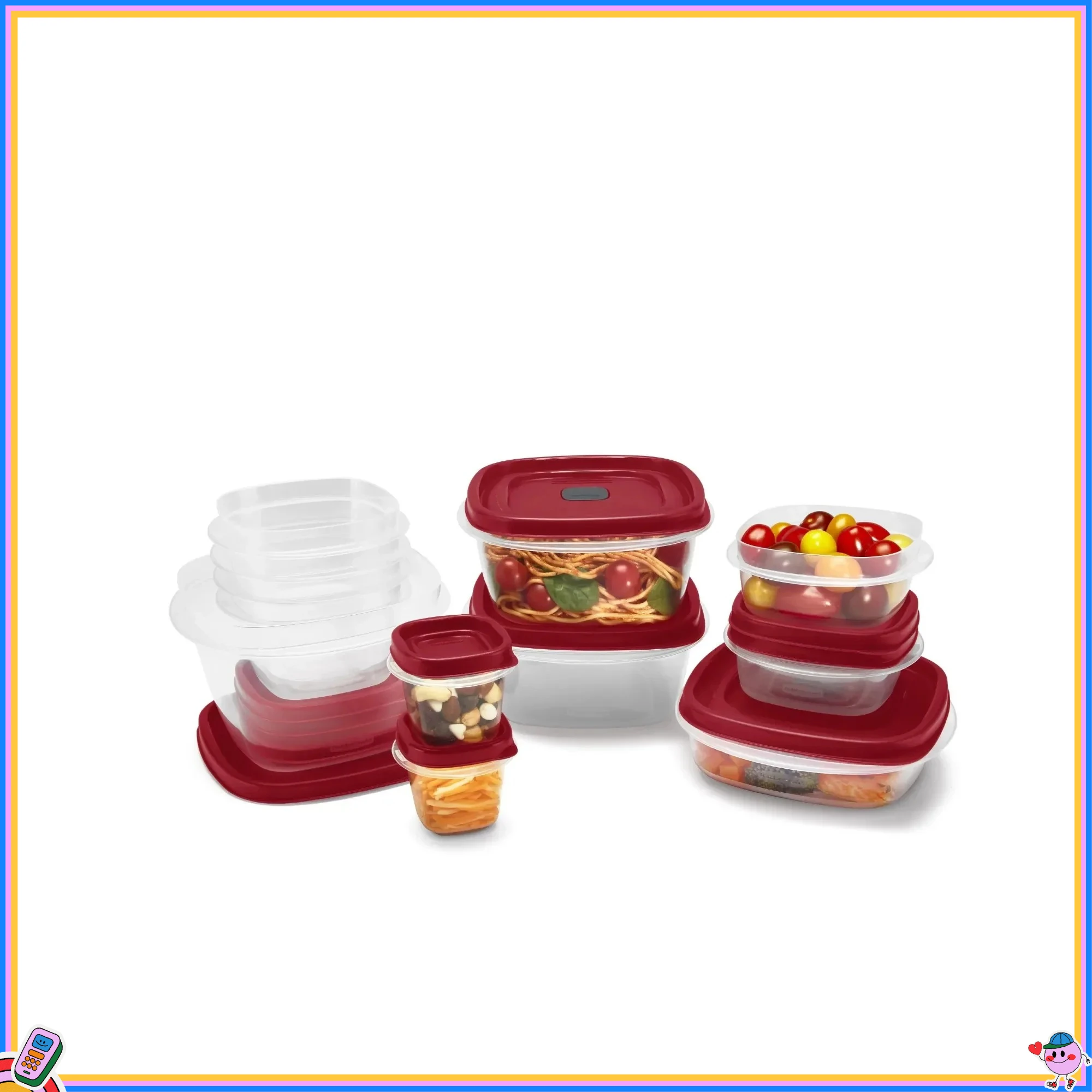 

Value Red Airtight Food Storage 2-Set (48 Pcs), Sealed Stackable Design, Keeps Fresh, Ideal for Home Meal Prep
