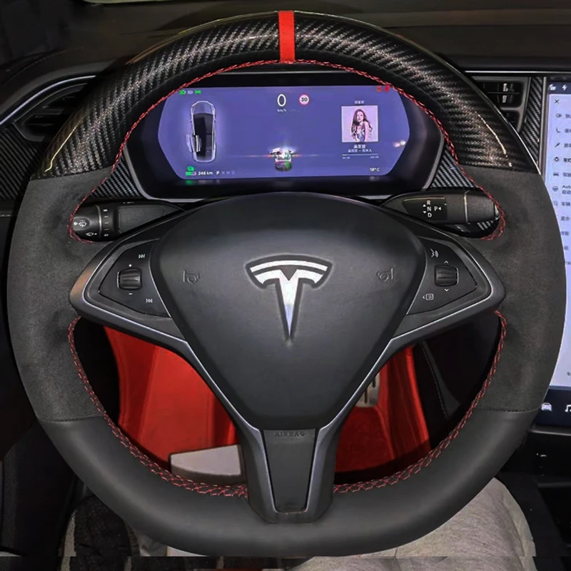

Замша с оплеткой, модель 100%, подходит для Tesla Model S 2009-2021 Tesla Model X 2012-2020, аксессуары для интерьера автомобиля