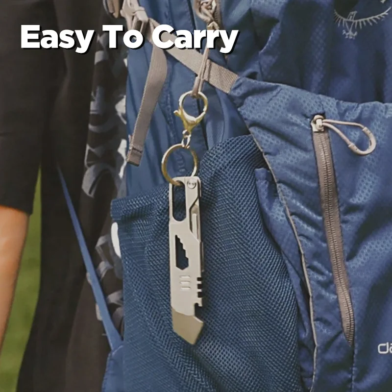 في الهواء الطلق المحمولة EDC متعددة الوظائف سبائك التيتانيوم قضيب رفع منشار صغير التخييم بقاء سداسية وجع المفاتيح أداة