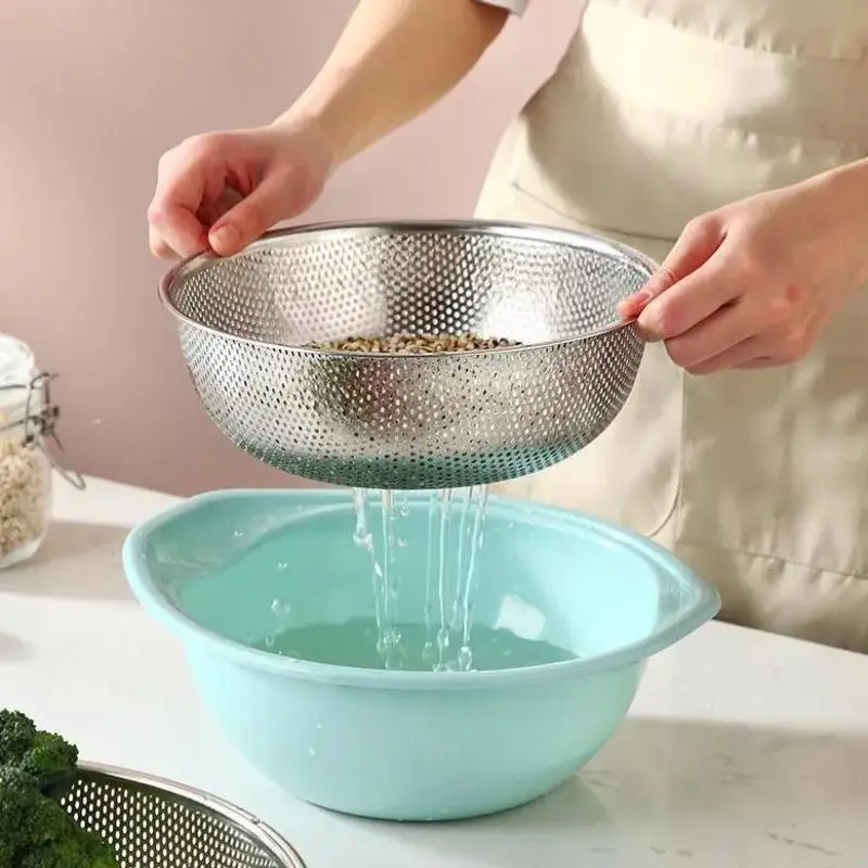 Sifter Colander Strainer Sieve Baskets Stainless Steel Kitchen Hole Dense Mesh - Image 5