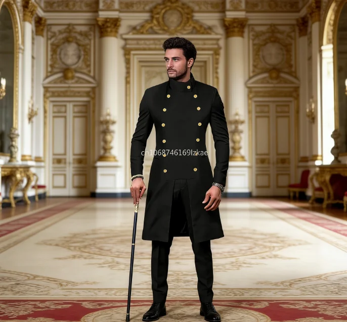 

African Suits for Men Double Breasted Jackets and Pants 2 Piece Set Clothes Formal Outfits for Wedding