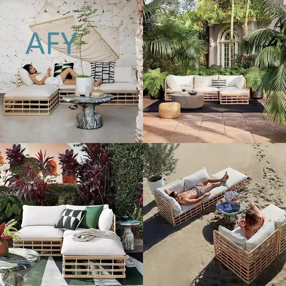 Outdoor Wicker Sofa Set for Small Patio Balcony Garden Outdoor Living Room with Coffee Table for Compact Spaces for Indoor