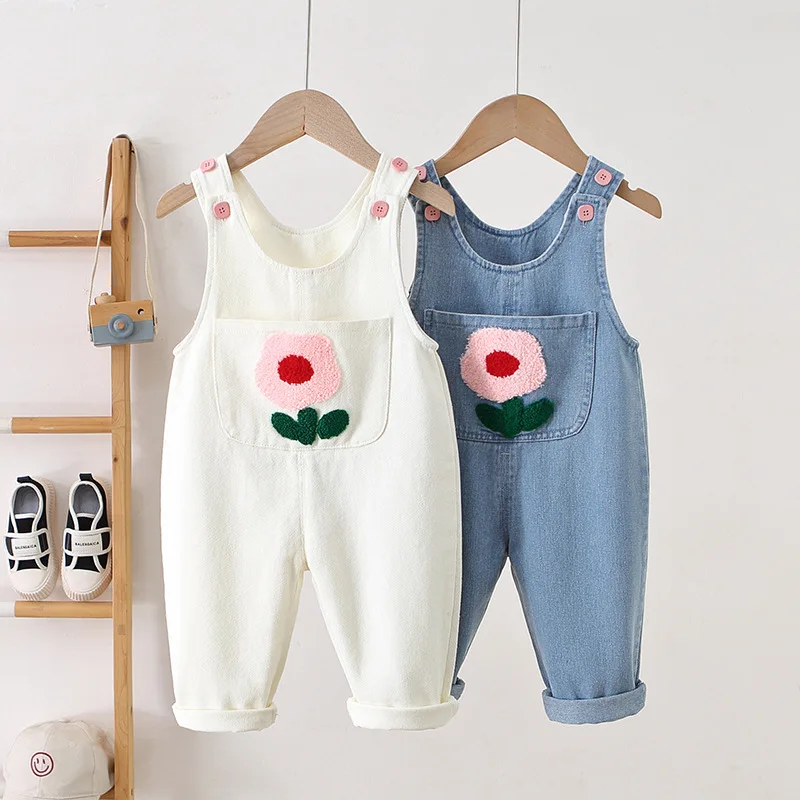 

Новые детские брюки на подтяжках HoneyCherry, модные и милые джинсовые брюки на подтяжках с цветочным принтом для маленьких девочек и молодых девушек