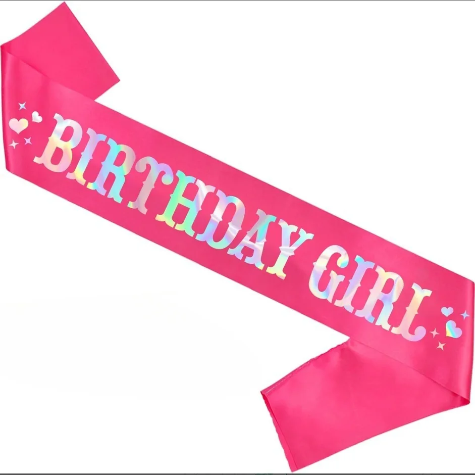 Hot Pink Birthday Girl Queen Sash Ribbon Satin Party Belt Decorations Birthday Party Supplies view 5