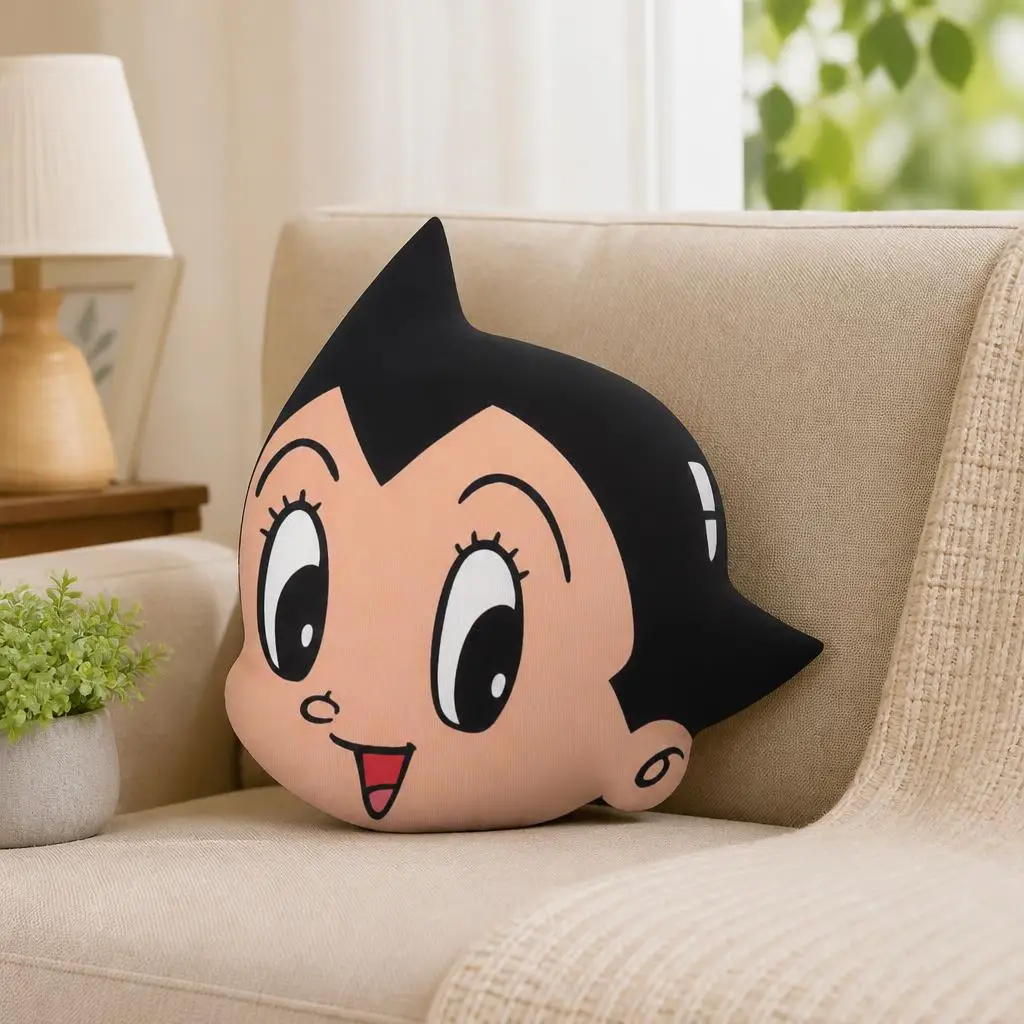 Astro Boy Shaped Throw Pillow Anime Character Stuffed Cushion Cute Cartoon Sofa Accent for Bedroom Living Room Home Decor
