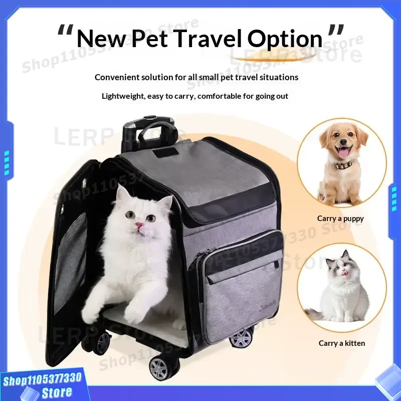 Portable Oxford Pet Backpack for Cats Large Capacity Breathable Foldable Carrier Solid Color Dual Purpose Travel Bag with Tie