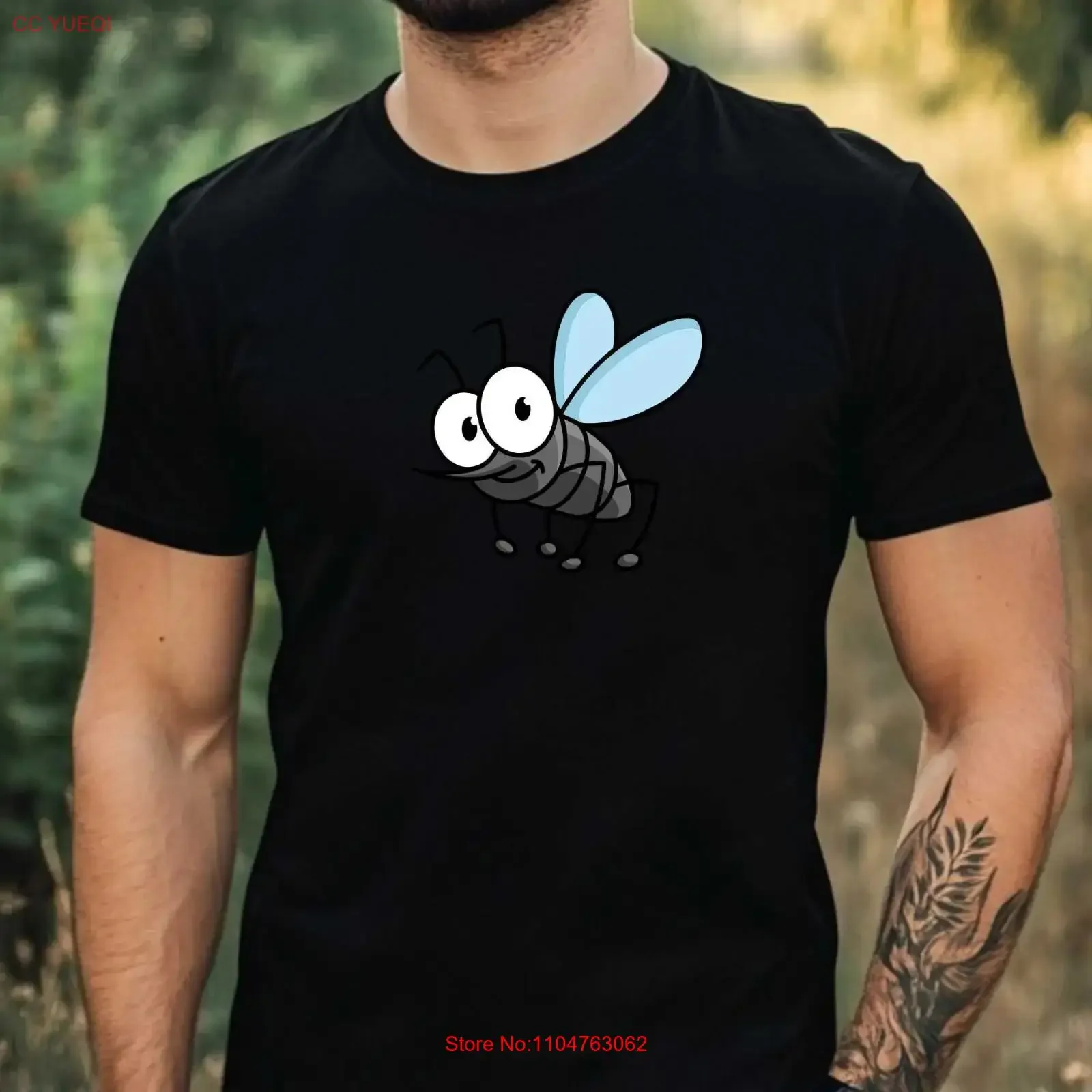 Mens Mosquito Print Cotton T Shirt Size XS to 5XL vintage Washed streetwear fashion Versatile Top For Everyday Wear Stretched