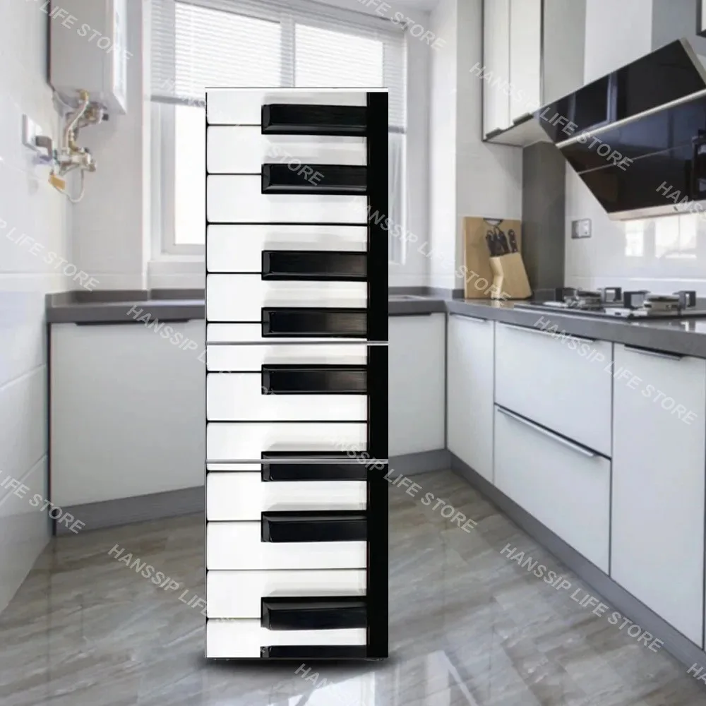 Mixed Style Fridge Door Sticker Waterproof Piano City Beach Beer Eiffel Tower Refrigerator Mural Wrap for Kitchen Home Decor - view 3