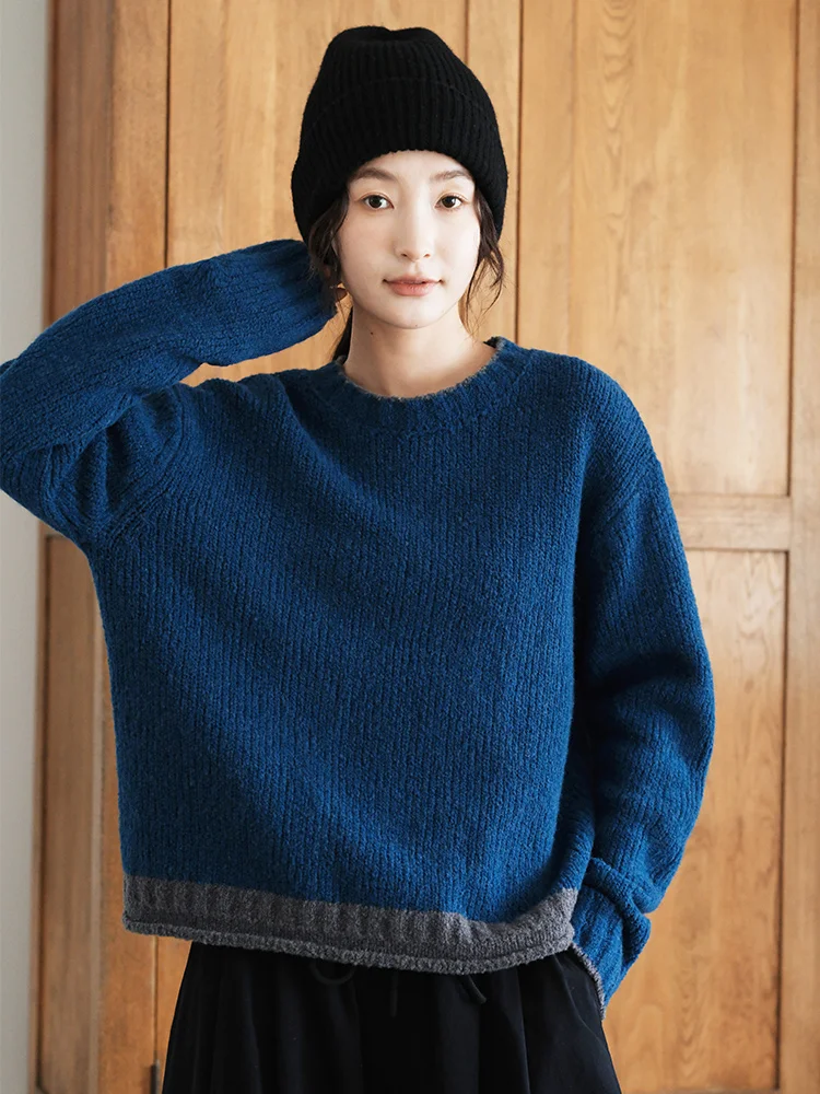 

Thi Knit Australian Wool Sweater Women's Autumn Winter New Sle Warm Comfortable Long Sve round Ne Top by Canren