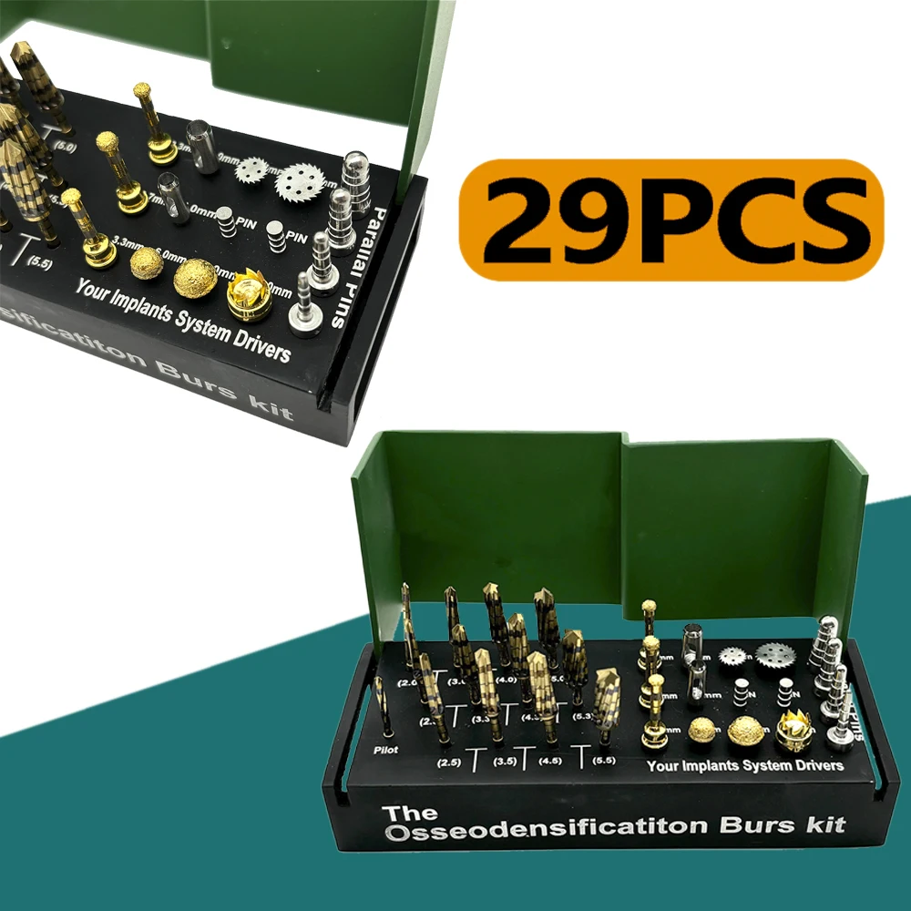 

29 Pcs Dental Implant Drill Kit for Osseodensification Ridge Expansion Bone Shaping and Alveolotomy Surgery Tools for Dentists