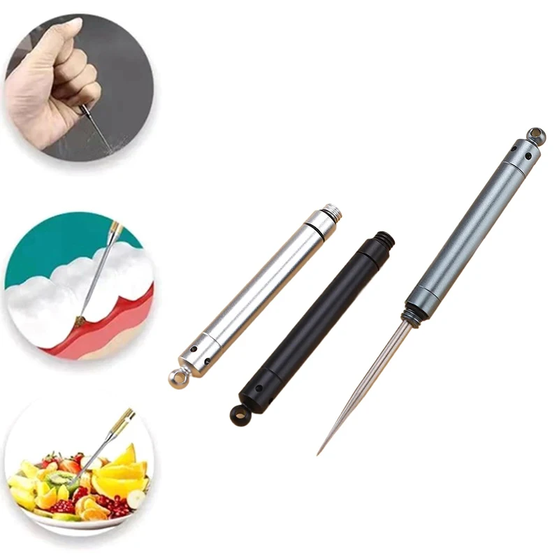 1PC Portable Alloy Titanium Toothpicks Metal Pocket Toothpick Reusable Toothpicks For Picnic Camping Traveling