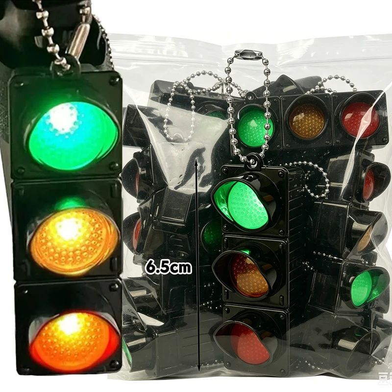 2/4pcs LED Pedestrian Traffic Light Keychain Mini Electronic Flashing Signal Key Ring for Kids Adults Car Bag Decor Accessory