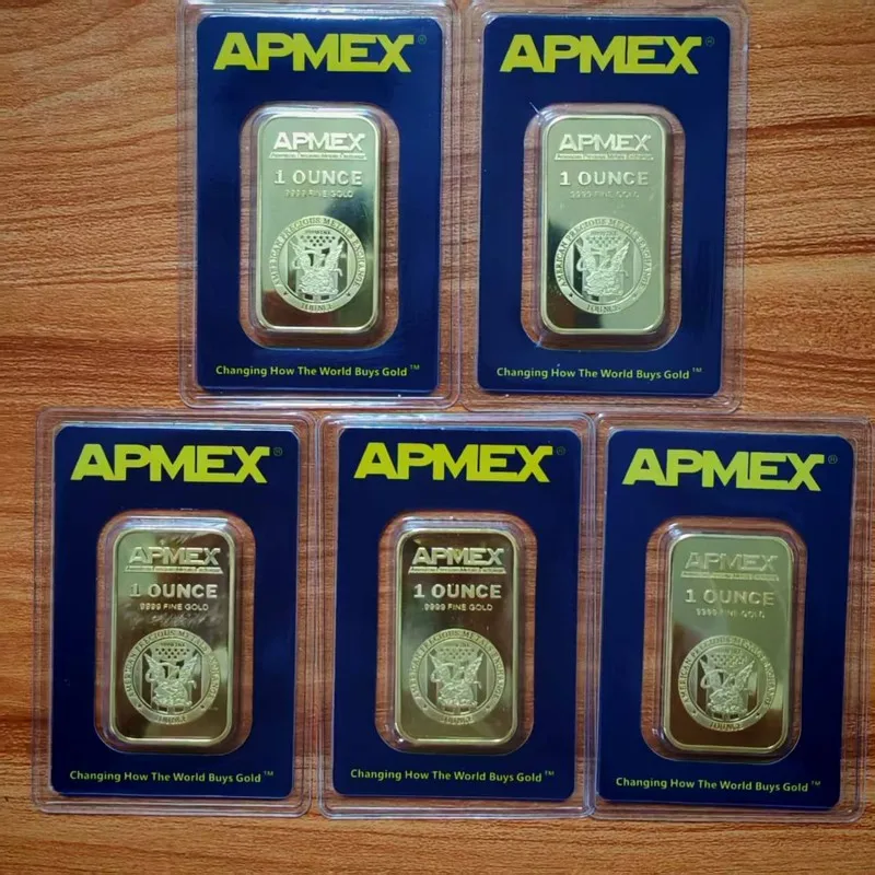 

1~10pcs APMEX 1 oz Gold Bar Gold Bullion 24k Gold Plated Apmex Gold Bullion Non-Magnetic Bar Business Gift Collectible