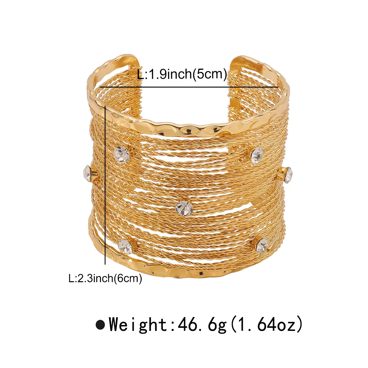 New Rhinestone Punk Wide Cuff Bangles For Women Vintage Metal Brushed Wire Bracelets Bangles Boho Fashion Pulseras Jewelry Gifts