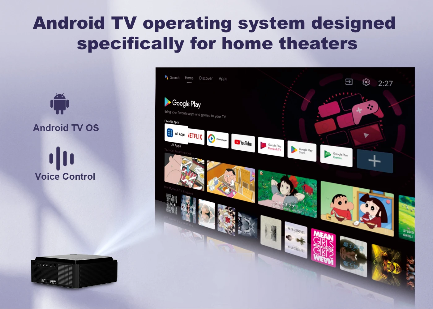 DESS Smart Projektor 1080P Autofokus Android TV-System Projektor Staubdichtes Versiegeltes Objektiv Schlafmodus Kommerzieller Outdoor-Projektor – Detail 7