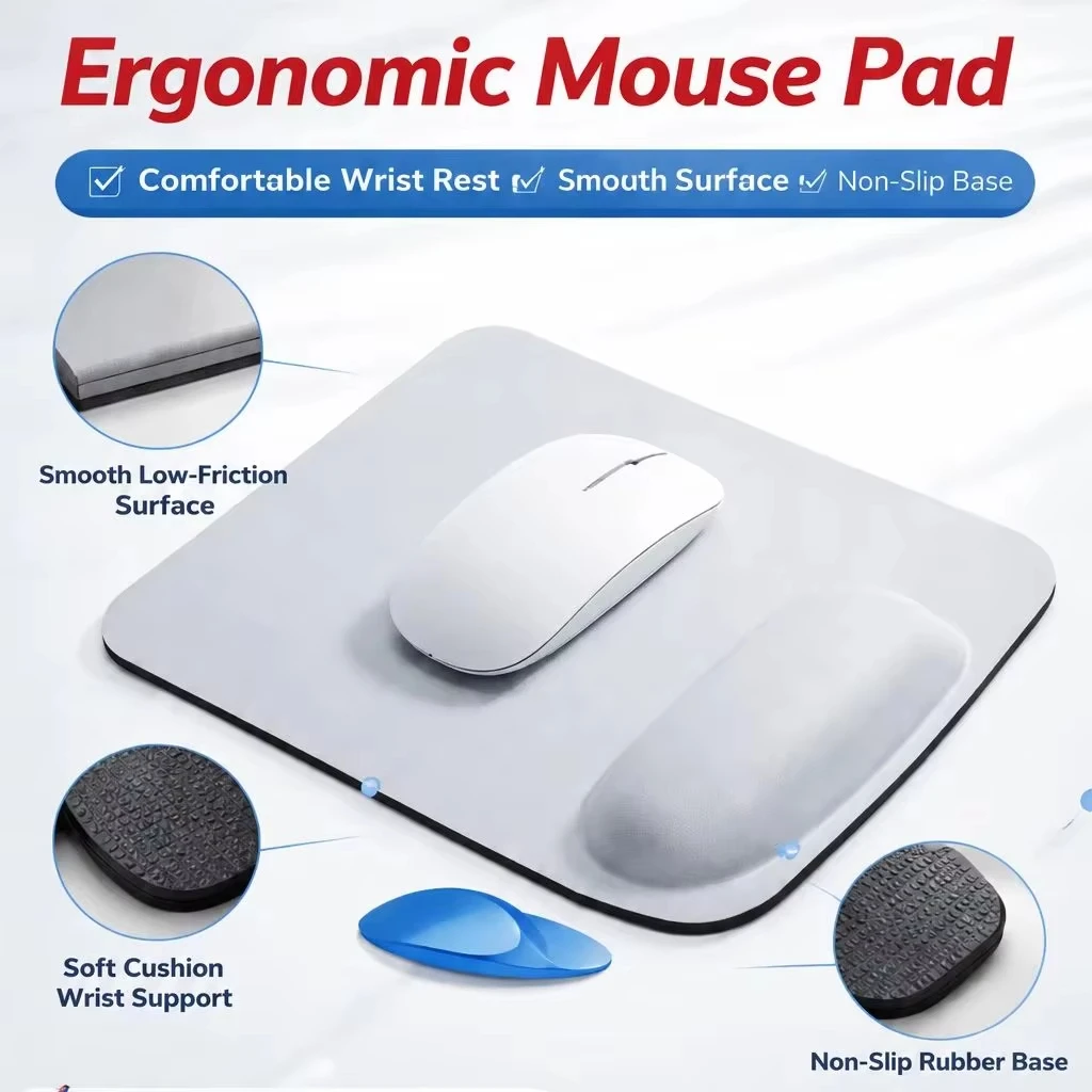 Ergonomic Design Comfortable Mouse Pad With Wrist Support NonSlip EVA Base Wrist Rest Desk Mat For Office/Gaming/Work/Study