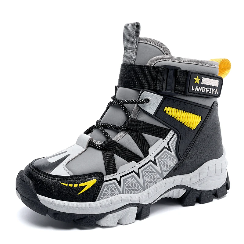 Children Snow Boots Winter Fashion High Top Warm Plush Comfort Anti Slip Stable Walking Shoes Boys Outdoor Sneakers Size 30-40