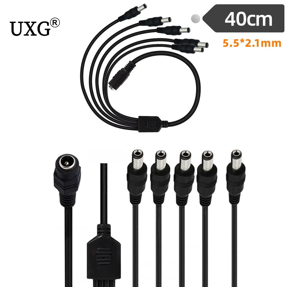 12V 5.5X2.1Mm DC Cáp Chia 1 Nữ 5 Nam Cách Jack Nguồn DC Cáp DC dây Kết Nối Cho Dải Đèn LED Ánh Sáng Camera Quan Sát 40CM