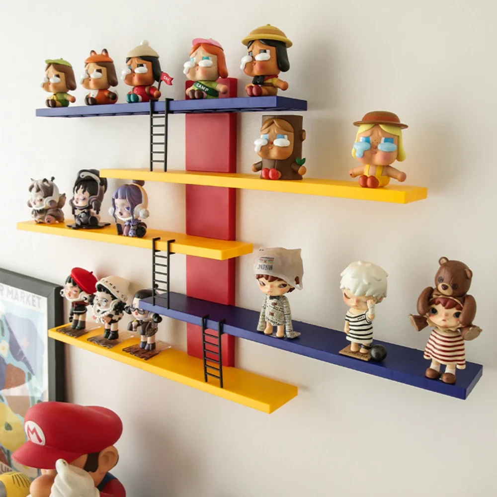 5 Layers Blind Box Wall Hanging Rack for Doll Storage Display Rack Colorful Stepped Ladder Type Action Figure Organizer