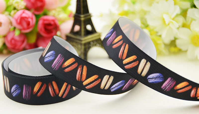 22mm 25mm 38mm 75mm Macaron Cartoon printed Grosgrain Ribbon party decoration 10 Yards X-03143