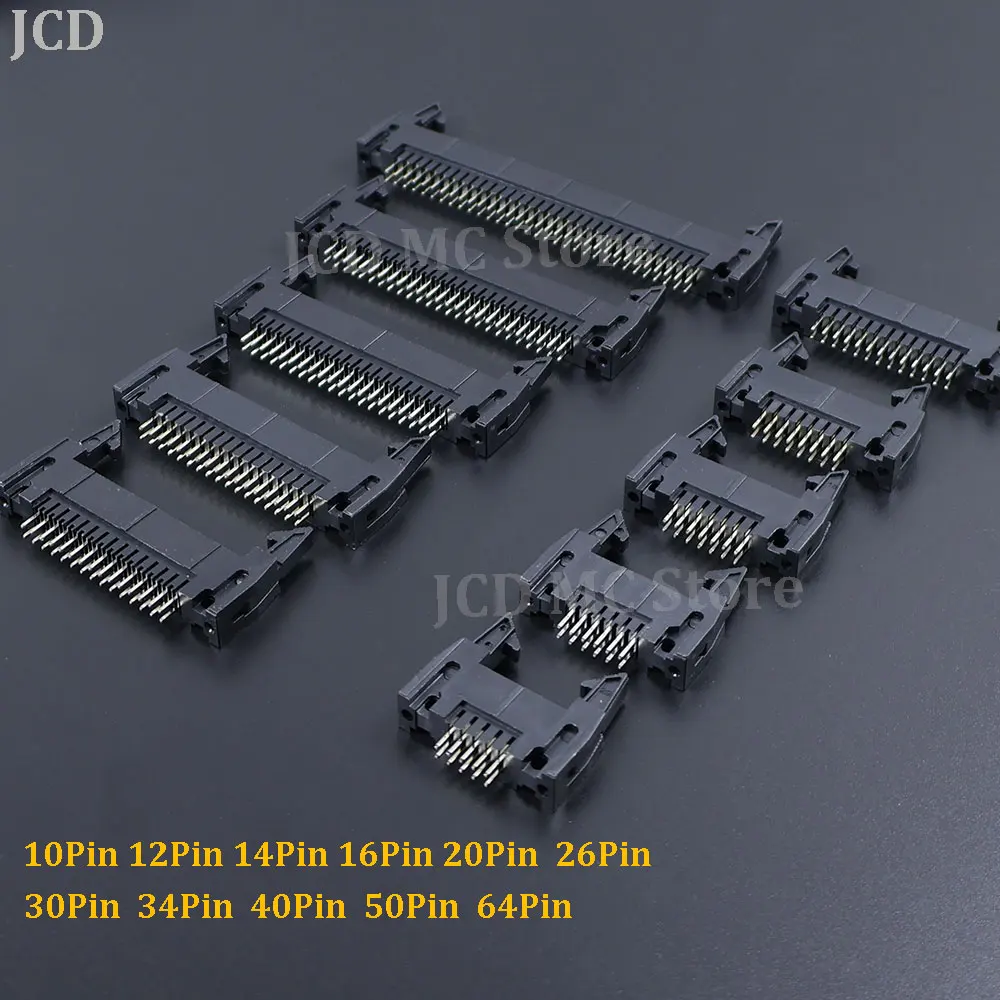 1/5/10Pcs DC2 IDC Socket 10/12/14/16/20/26/30/34/40/50/64 Pin Male Straight Ejector Header Cable Connector 2.54mm Pitch