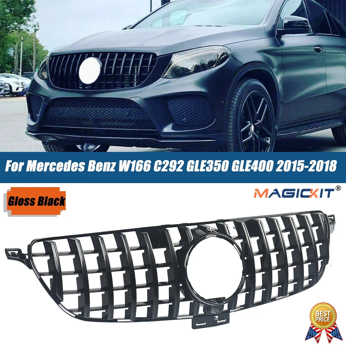 For Mercedes Benz ML Class W166 Upper Facelift Grill For GLE Coupe C292 GLE350 GLE400 GTR Grille 2015 2016 2017 2018