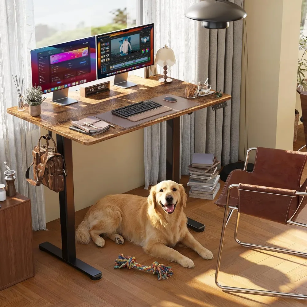 

Электрический регулируемый по высоте стол для работы стоя 24x48 дюймов, стол для работы сидя/стоя с соединительной планкой, черный каркас, цвет рустик-коричневый