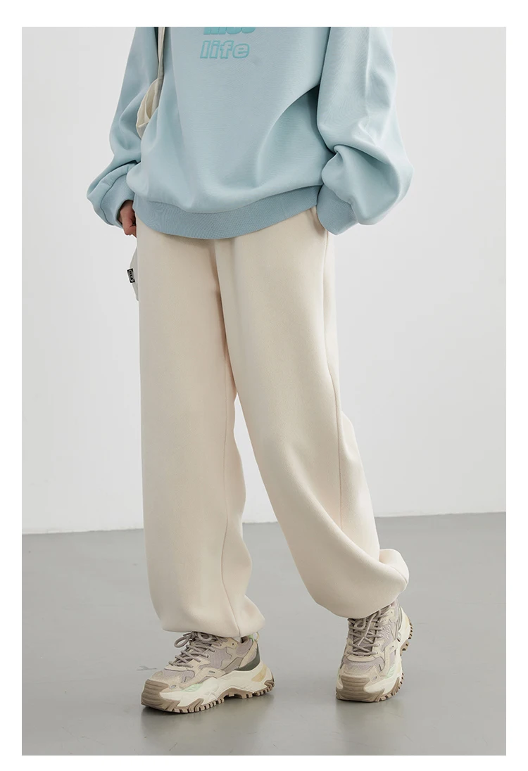 CHIC VEN Women's Pant Loose Casual New High Waist Fleece Pant Thick Plush Warm Female Sports Trousers Autumn Winter 2023