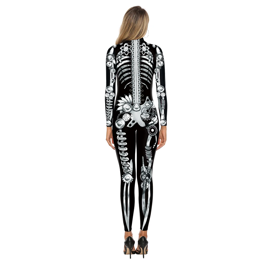 Cosplay-Kostüm für Damen, Sexy Jumpsuit mit 3D-Skelett-Druck, Zentai-Bodysuit, Anime-Kleidung, Halloween-Outfit – Detail 6
