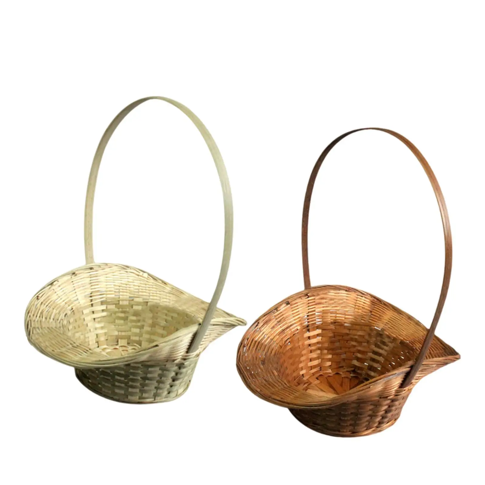 Bamboo Basket Flower Basket Egg Storage Basket Handwoven Home Decoration Picnic