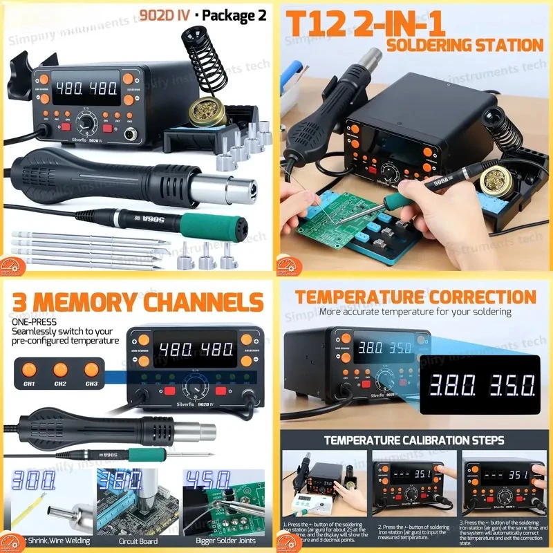 Hot Air Rework Station T12 - 902D IV 775W Soldeerstation Hetelucht Rework
