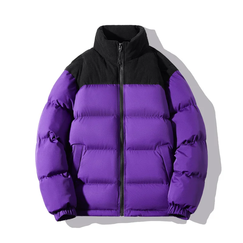 

Thiened Purple Cotton Jaet 2024 Winter New Sle Couple's Padded Windproof Warm Bread Sle Men's Outerwear Coat