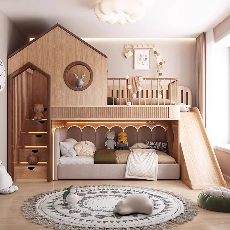 سرير أطفال عادي للتخزين قابل للتوسيع بتصميم أبيض عادي سرير أطفال للأميرة حديث فردي مخصص مضاء لصب أثاث الأطفال المنزلي #1